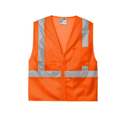 CornerStone CSV102 Class 2 Mesh Zippered Vest – Custom Screen Print (1-Color, 1-Sided) -