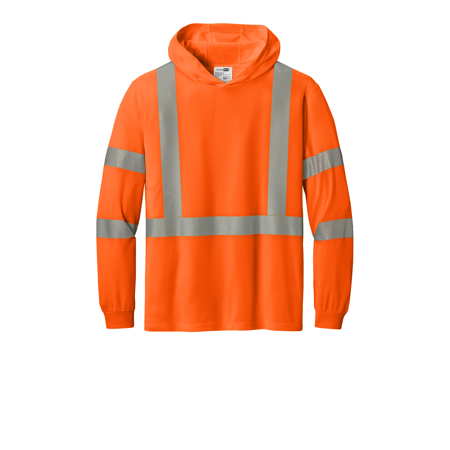CornerStone CS208 Class 3 Long Sleeve Hooded Tee – Custom Screen Print (1-Color, 1-Sided)